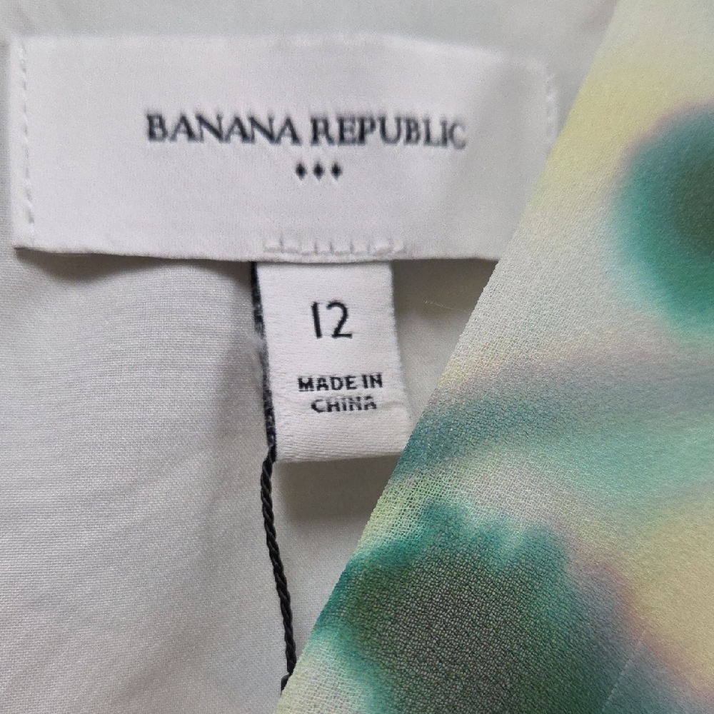 Banana Republic Green and Cream Sleeveless Midi Dress - Picture 4 of 6